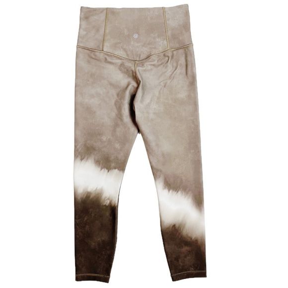 Athleta Elation Tight High Rise Legging Watercolor 7/8 Neutral Tan White S - Picture 2 of 11